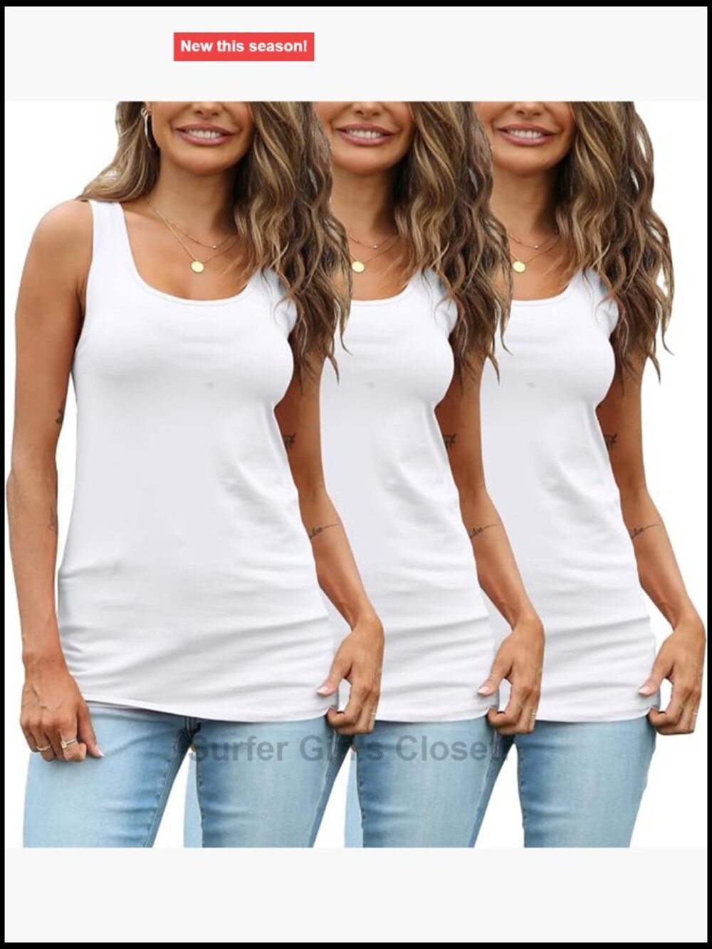 Cotton Blend Sleeveless Long Tank Tops 3 Pack for Women Yoga Layering